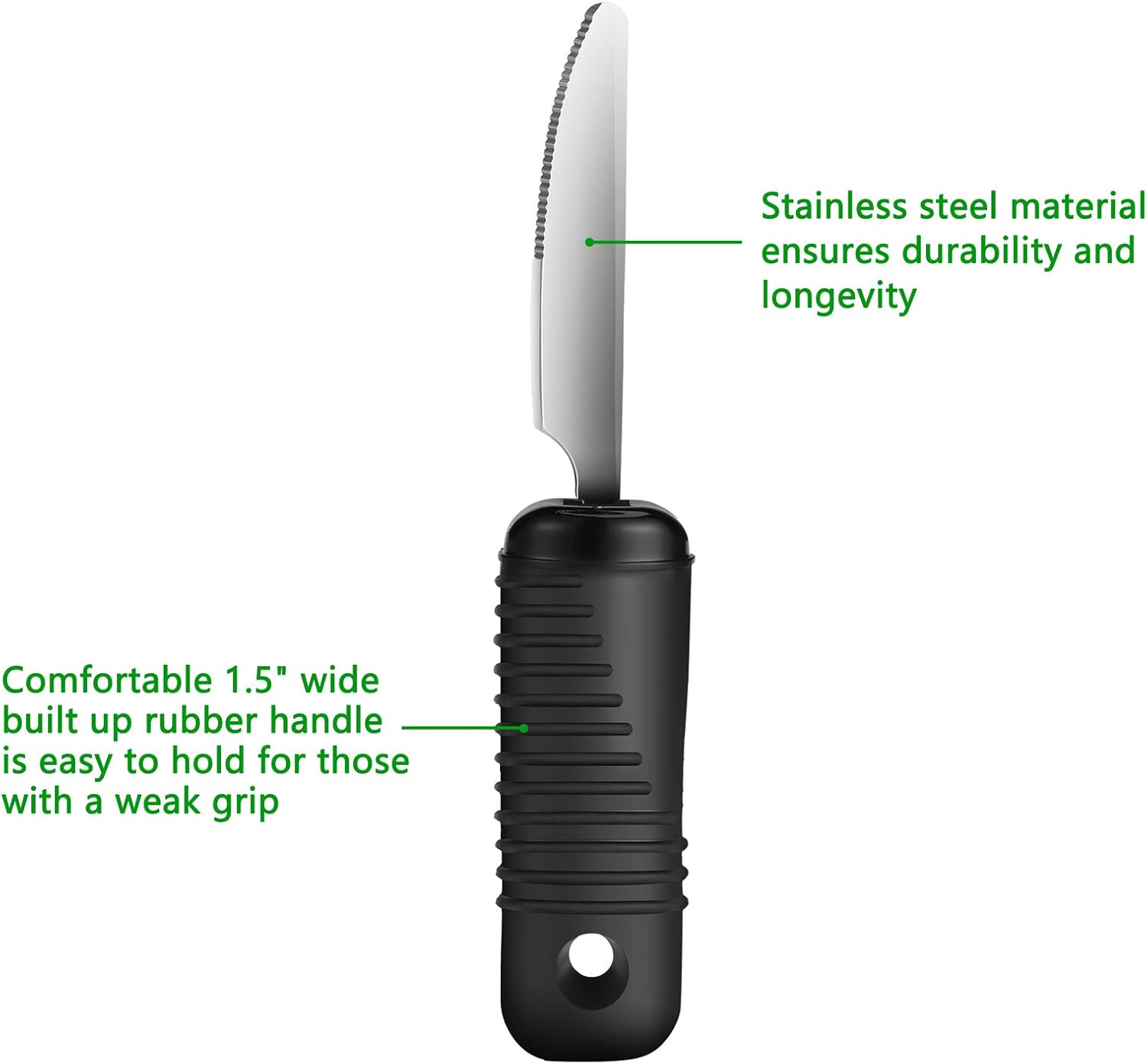 YPC Adaptive Utensils,Easy Grip Silverware,Built Up Bendable Fork,Teaspoon,Tablespoon and Knife for Tremors,Adults,Elderly,Arthritis and Parkinsons,4 Piece Set - Image 6