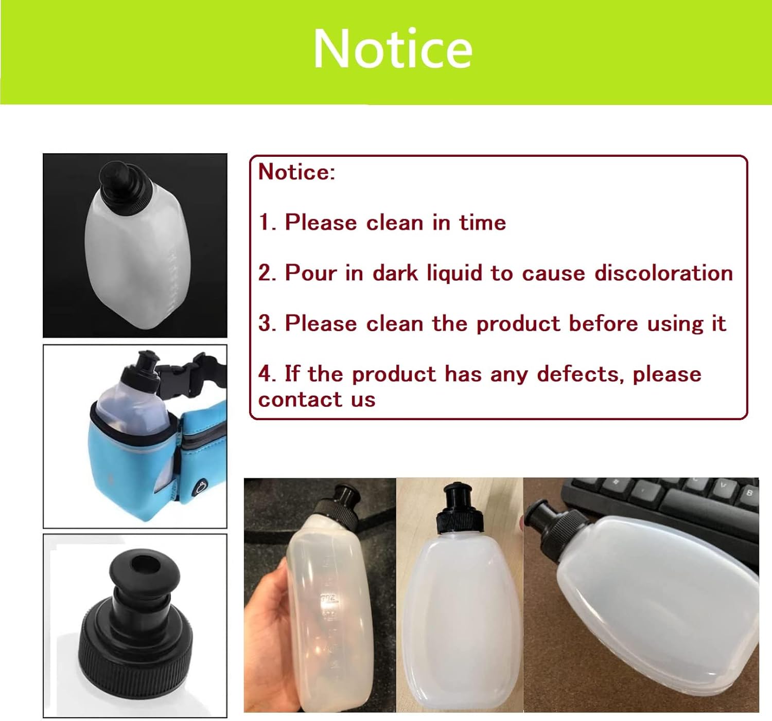 2x10oz BPA-Free Water Bottles for the Running Hydration Belt, Fuel Belts Replacement Bottle Set for Marathon Walking Hiking Cycling Trail Skiing（2 Pack） - Image 6