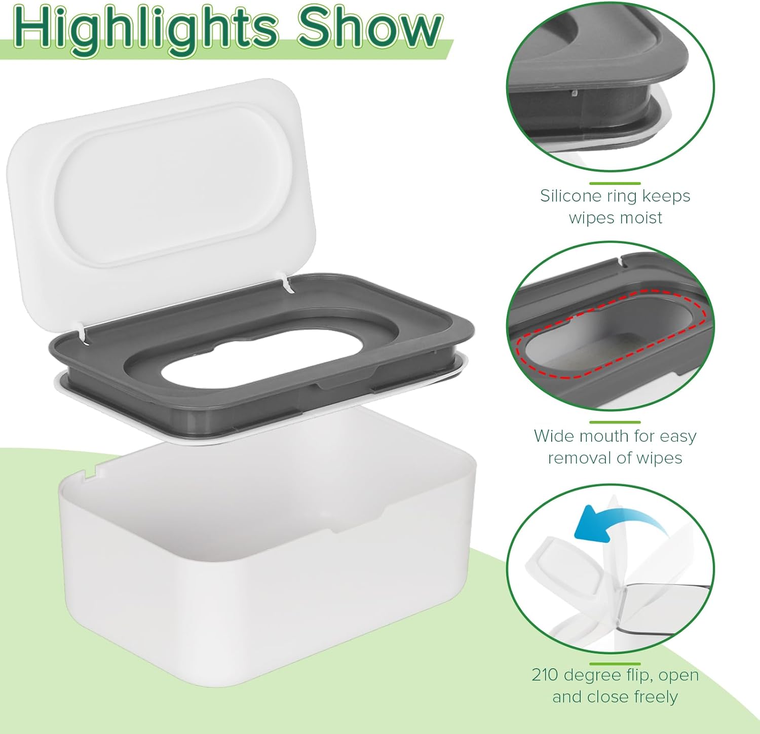 Baby Wipes Dispenser, Wipes Case Baby Wipe Holder Keeps Wipes Fresh, Non-Slip, Easy Open & Close (Gray) - Image 3