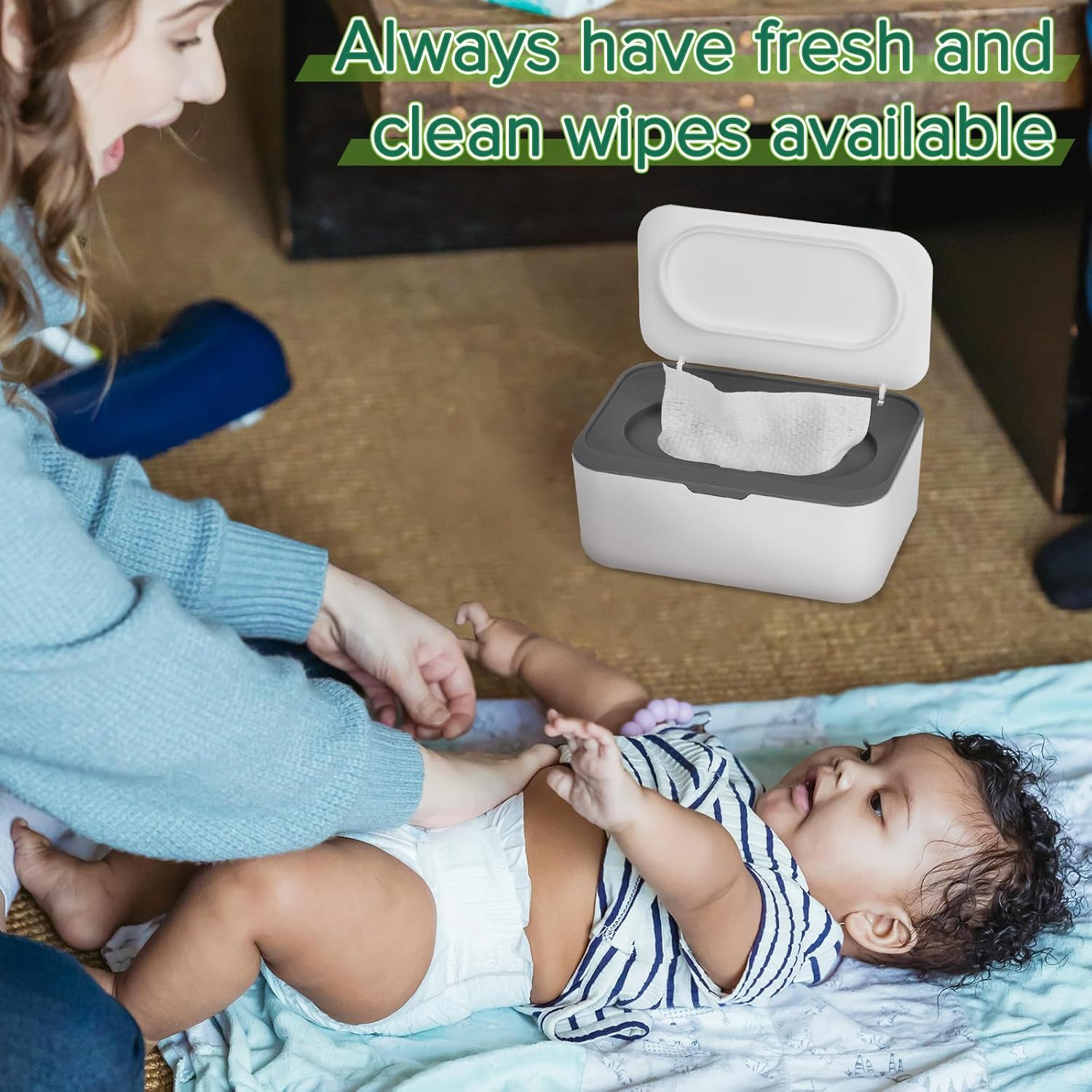 Baby Wipes Dispenser, Wipes Case Baby Wipe Holder Keeps Wipes Fresh, Non-Slip, Easy Open & Close (Gray) - Image 5