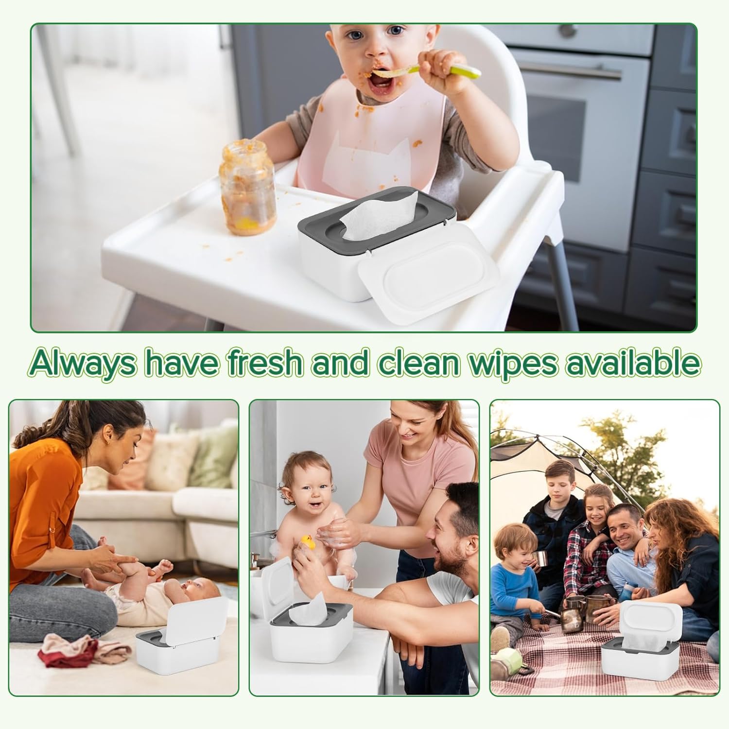 Baby Wipes Dispenser, Wipes Case Baby Wipe Holder Keeps Wipes Fresh, Non-Slip, Easy Open & Close (Gray) - Image 6