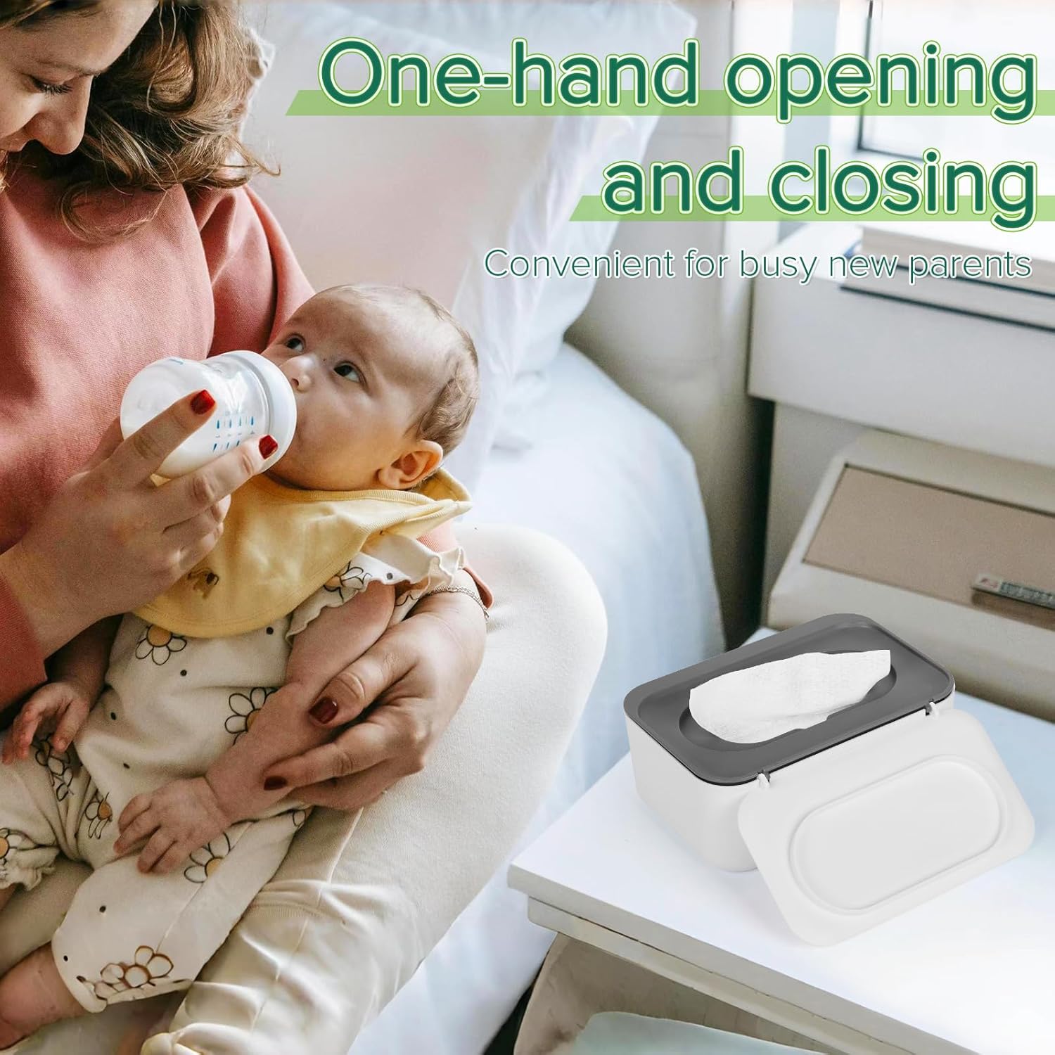 Baby Wipes Dispenser, Wipes Case Baby Wipe Holder Keeps Wipes Fresh, Non-Slip, Easy Open & Close (Gray) - Image 7