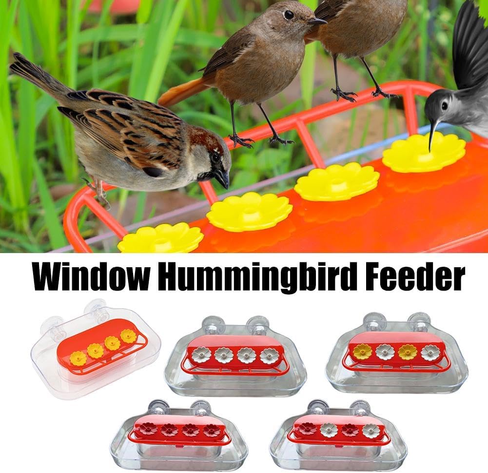 Window Hummingbird Feeders - Hanging Hummingbird Feeder with Suction Cup, Tabletop Humming Bird Feeder Bird Water Station Trays, Easy to Clean and Refill Plastic Humming Bird Feeder (Yellow) - Image 4
