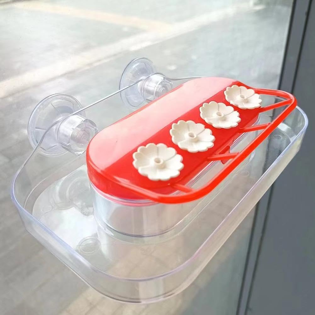 Window Hummingbird Feeders - Hanging Hummingbird Feeder with Suction Cup, Tabletop Humming Bird Feeder Bird Water Station Trays, Easy to Clean and Refill Plastic Humming Bird Feeder (Yellow) - Image 5