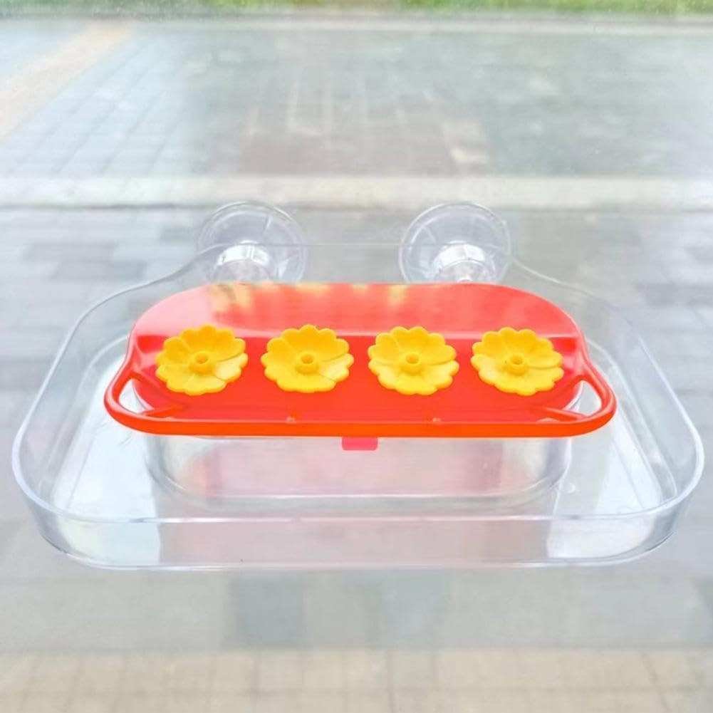 Window Hummingbird Feeders - Hanging Hummingbird Feeder with Suction Cup, Tabletop Humming Bird Feeder Bird Water Station Trays, Easy to Clean and Refill Plastic Humming Bird Feeder (Yellow) - Image 6