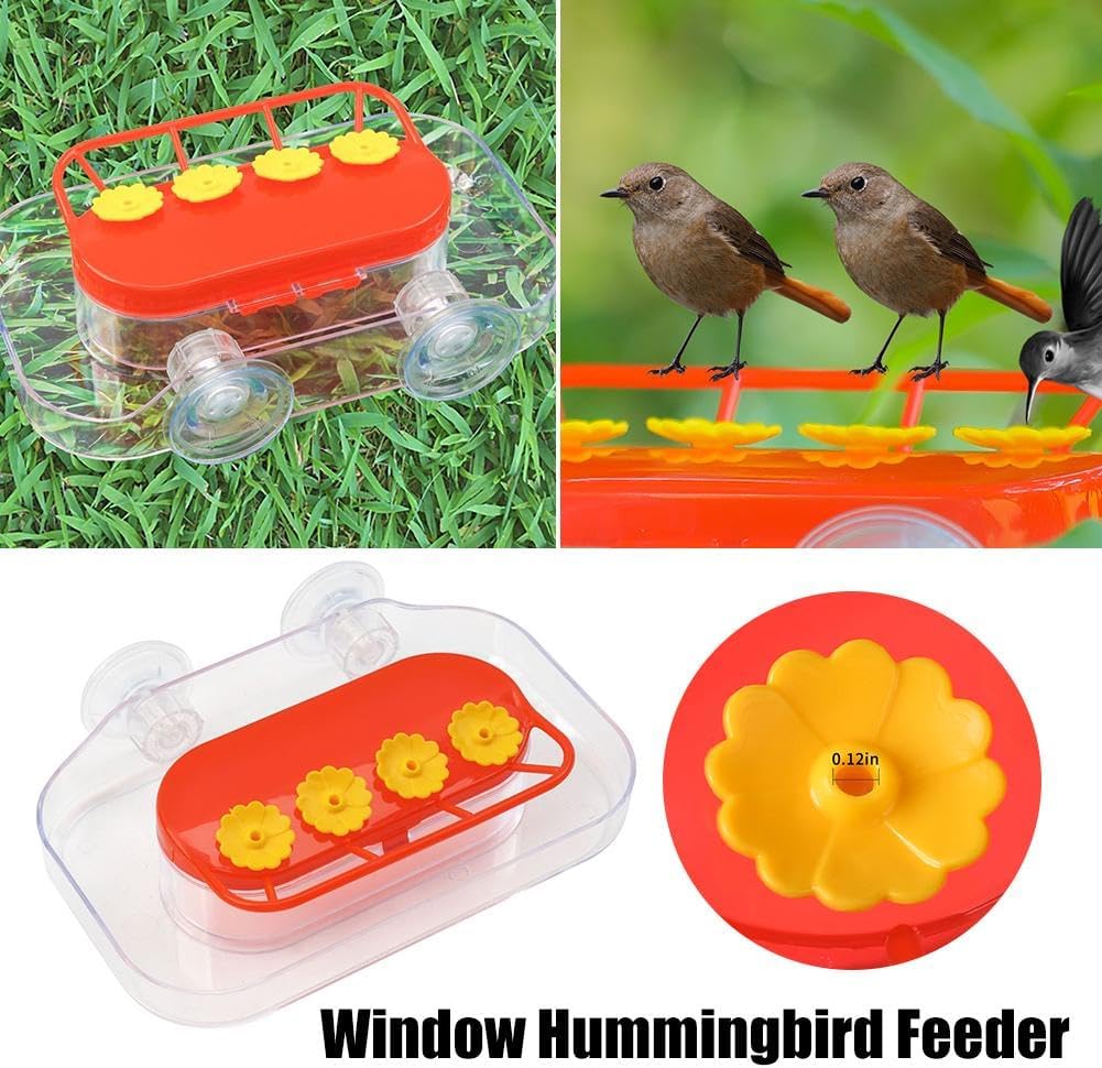 Window Hummingbird Feeders - Hanging Hummingbird Feeder with Suction Cup, Tabletop Humming Bird Feeder Bird Water Station Trays, Easy to Clean and Refill Plastic Humming Bird Feeder (Yellow) - Image 7