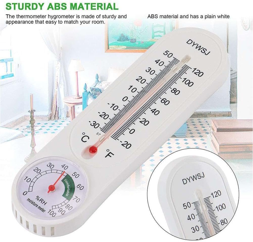 Indoor Outdoor Thermometer Wall Thermometer,Thermometer Hygrometer Humidity Monitor Temperature Humidity Gauge Meter with Celsius/Fahrenheit (℃/℉) for Patio Garden(White) - Image 2