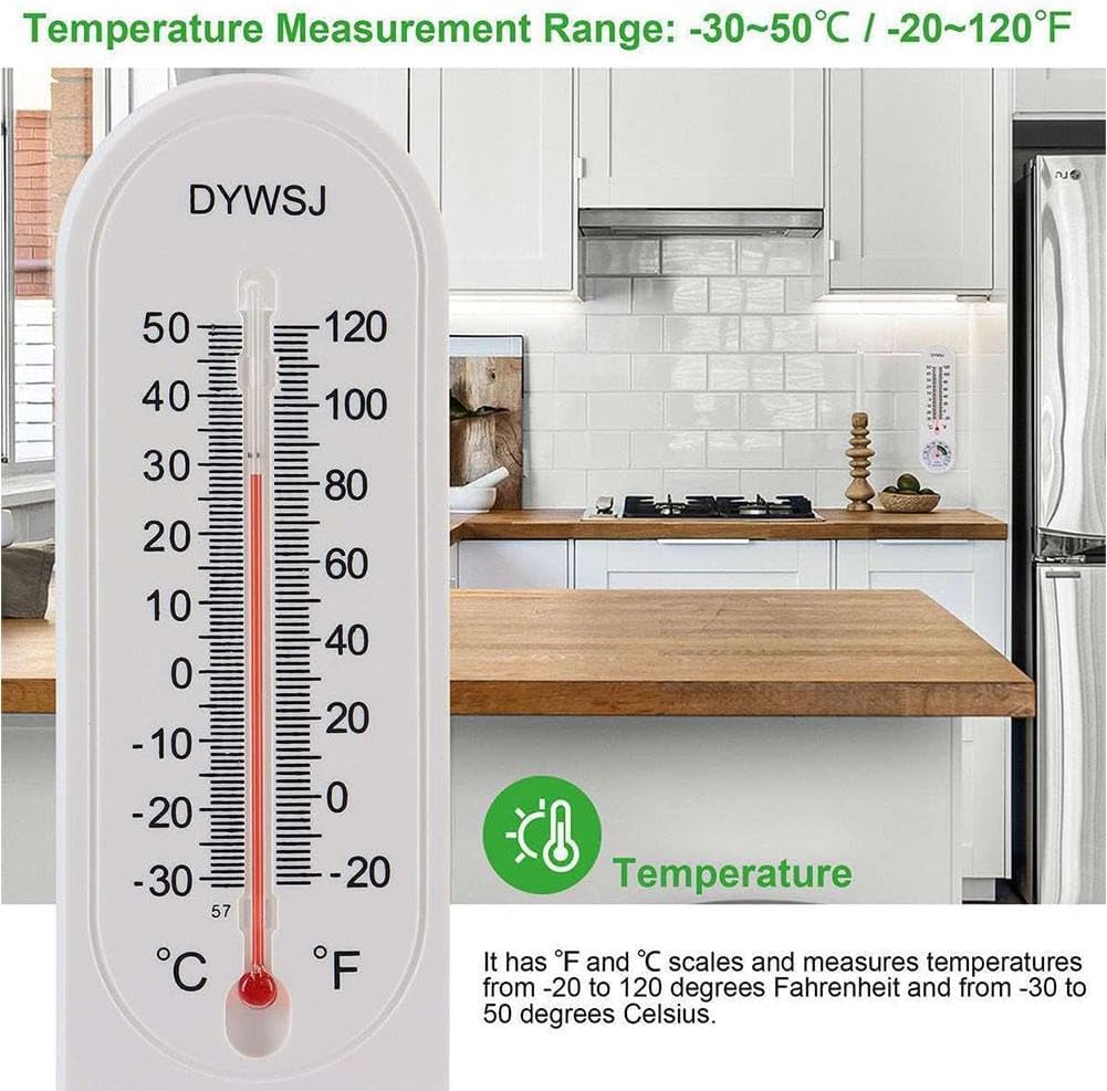 Indoor Outdoor Thermometer Wall Thermometer,Thermometer Hygrometer Humidity Monitor Temperature Humidity Gauge Meter with Celsius/Fahrenheit (℃/℉) for Patio Garden(White) - Image 3