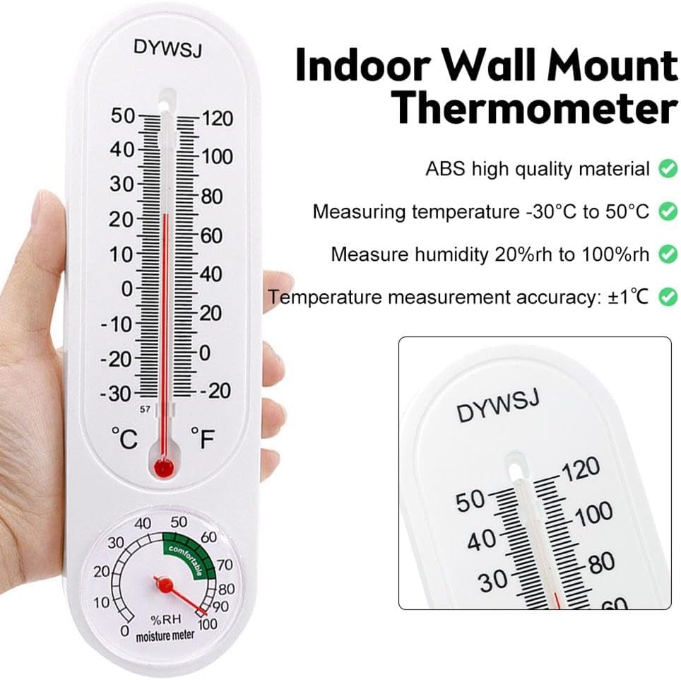Indoor Outdoor Thermometer Wall Thermometer,Thermometer Hygrometer Humidity Monitor Temperature Humidity Gauge Meter with Celsius/Fahrenheit (℃/℉) for Patio Garden(White) - Image 5