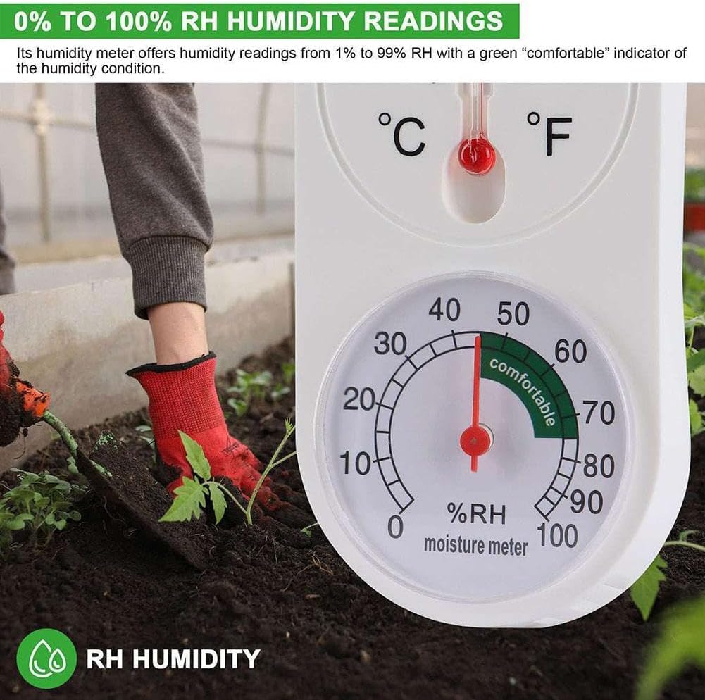 Indoor Outdoor Thermometer Wall Thermometer,Thermometer Hygrometer Humidity Monitor Temperature Humidity Gauge Meter with Celsius/Fahrenheit (℃/℉) for Patio Garden(White) - Image 7
