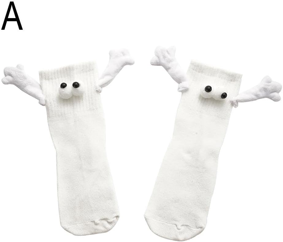4 Pair Couple Holding Hands Socks,Funny Magnetic Suction 3D Doll Socks,Unisex Mid-Tube Socks,Novelty Socks for Women Men - Image 4