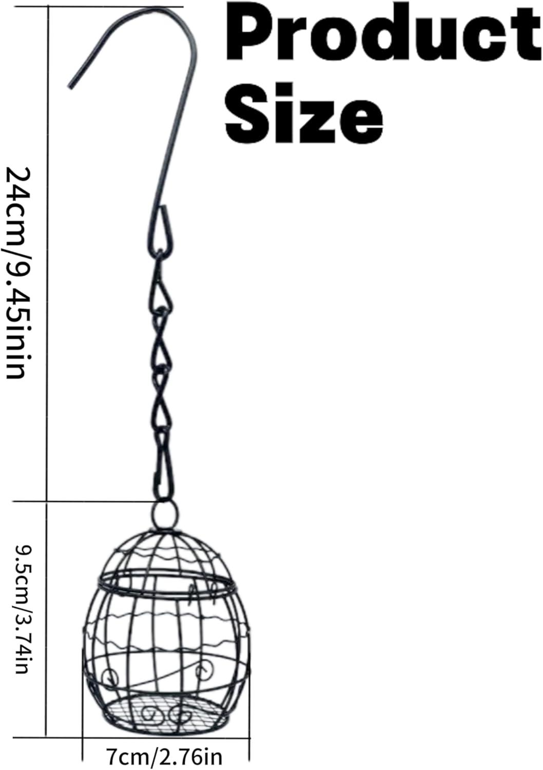 Outdoor Bird Nesting Ball,Metal Hanging Bird Cage,Outdoor Grid Bird Feeder,Garden Patio Nesting Ball,Design for Bird Lover Gifts,Bird Watching Gifts,Garden Ornament (Black, Large) - Image 2