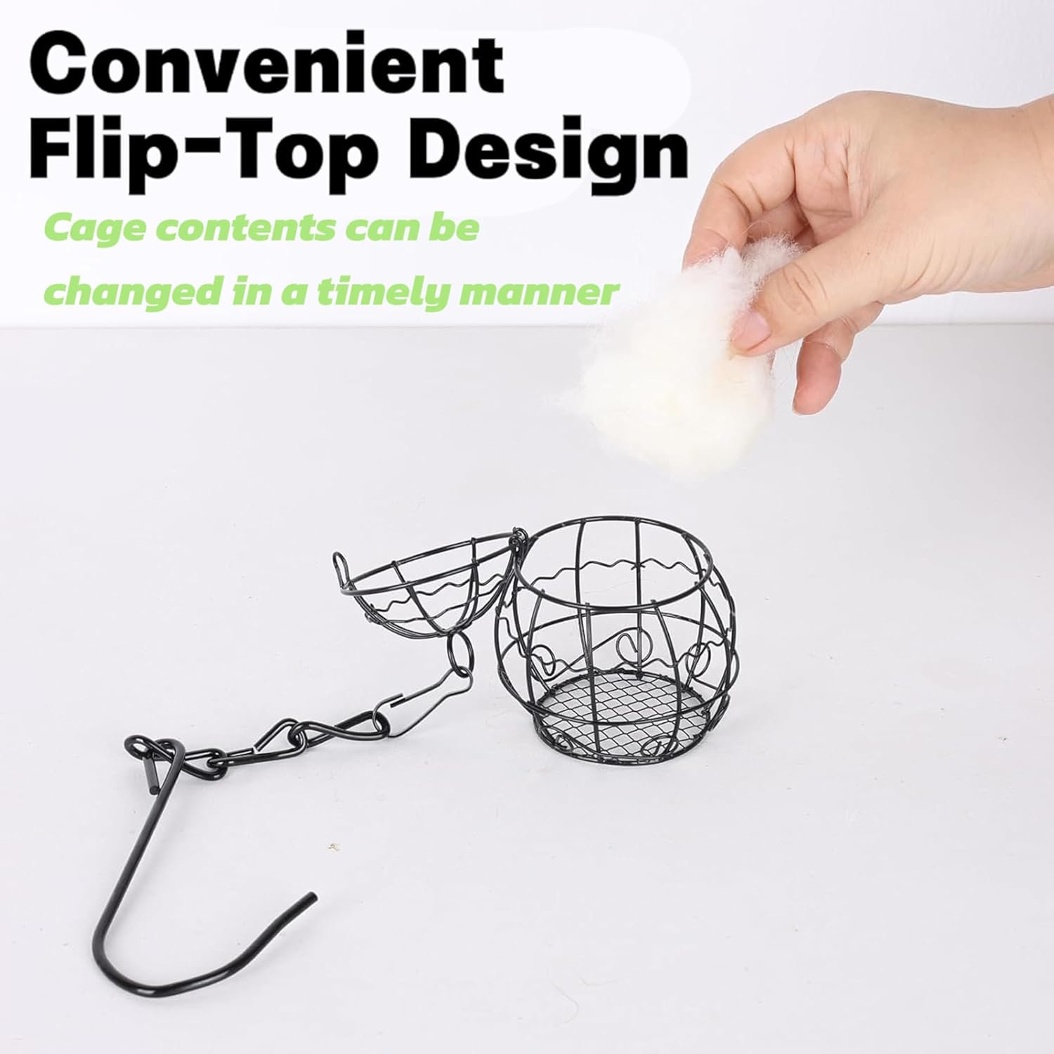 Outdoor Bird Nesting Ball,Metal Hanging Bird Cage,Outdoor Grid Bird Feeder,Garden Patio Nesting Ball,Design for Bird Lover Gifts,Bird Watching Gifts,Garden Ornament (Black, Large) - Image 5