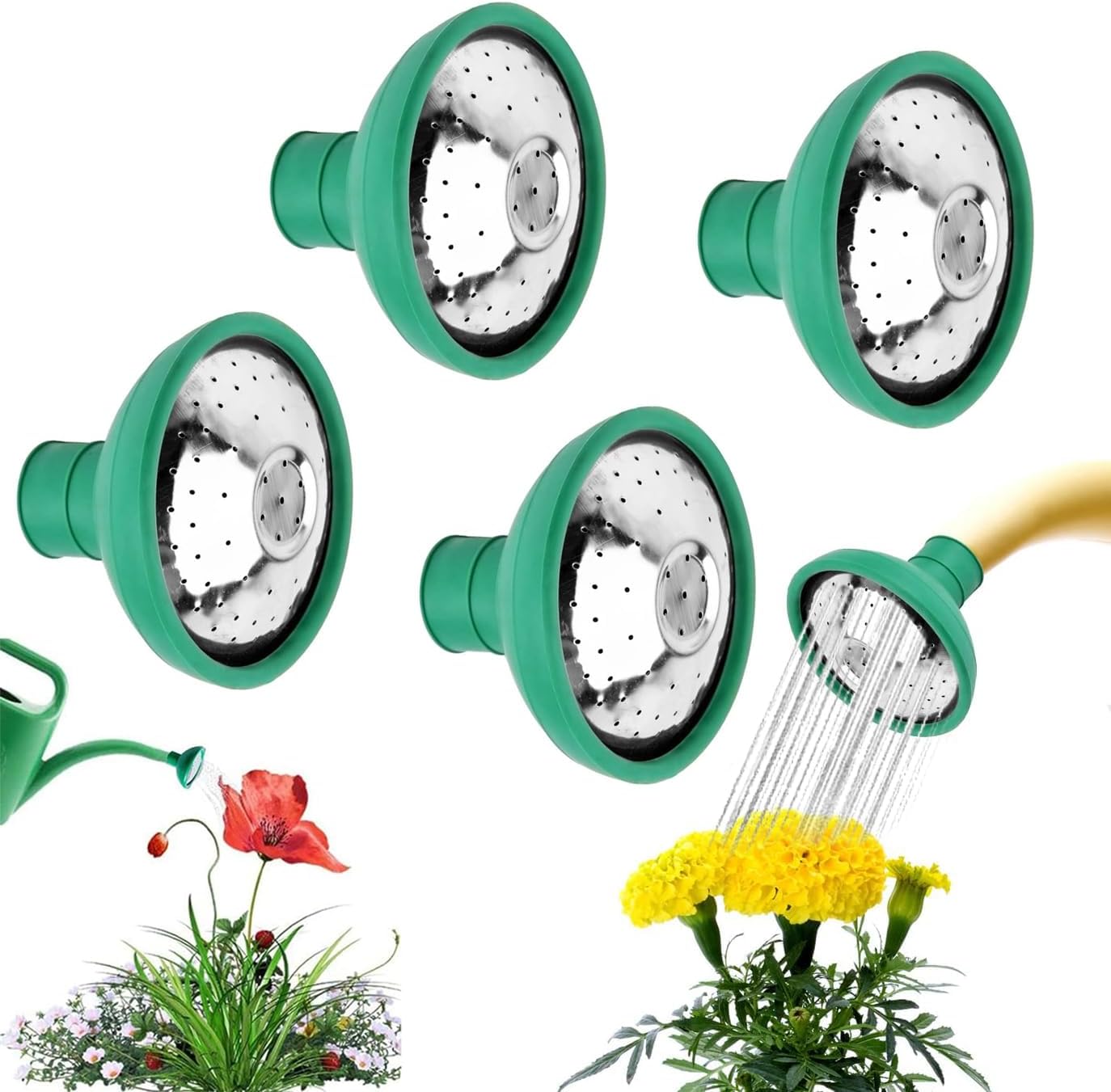 Universal Watering Can Head Replacement,Water Sprinkler Sprayer Rose Head Kettle Replacement Nozzles,Garden Shower Heads Watering Tool for Most Watering Jugs (4PCS) - Image 1