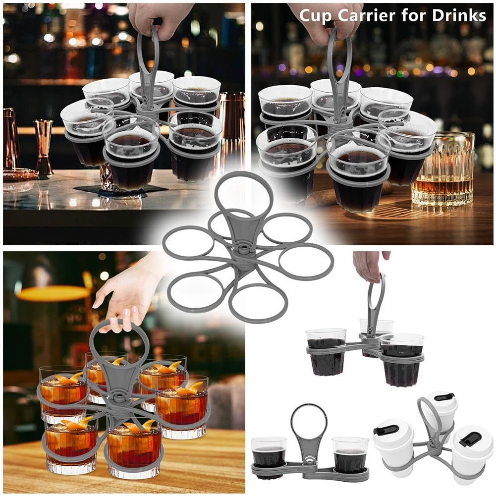 Rotating Cup Holder Fold Away Cup Carrier,Portable Drink Carrier for Big Cups,Reusable Drink Delivery Carrier with Handle for Festival Sports - Image 4