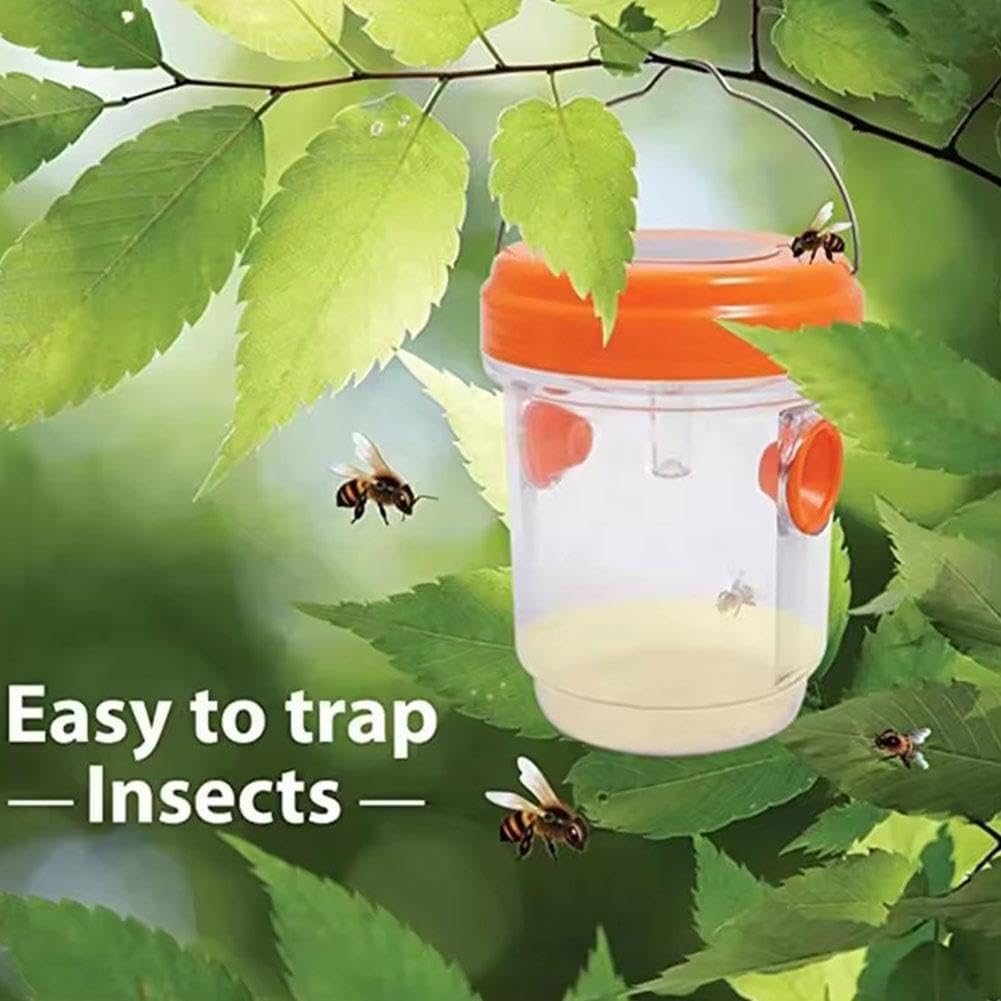 Solar Wasp Trap Outdoor Hanging,Solar Powered Bee Trap Reusable Fly Traps Outdoor Hanging Wasp Killer for Indoor Outdoor Patio Garden Home(Orange) - Image 3
