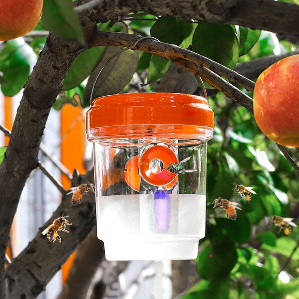 Solar Wasp Trap Outdoor Hanging,Solar Powered Bee Trap Reusable Fly Traps Outdoor Hanging Wasp Killer for Indoor Outdoor Patio Garden Home(Orange) - Image 4