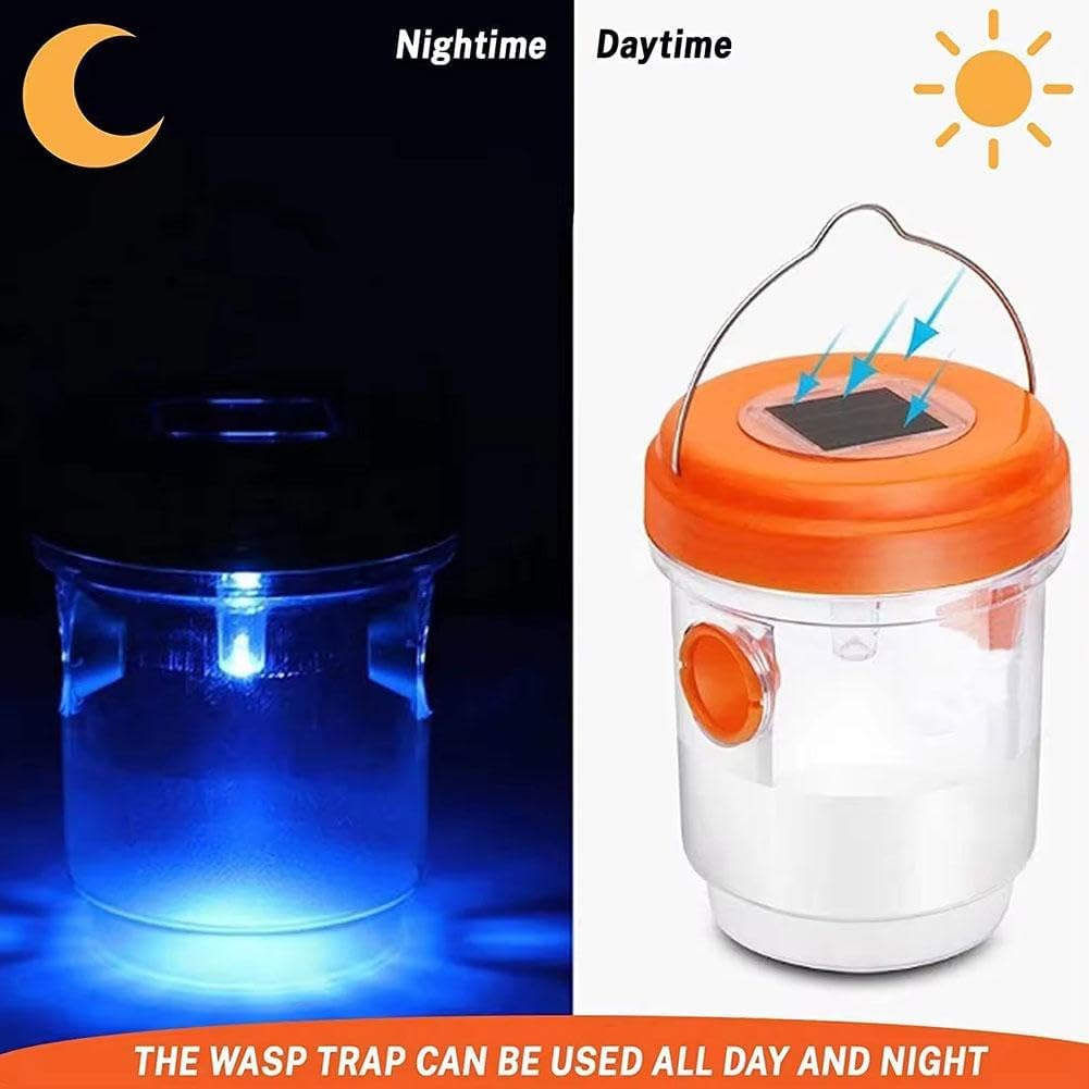 Solar Wasp Trap Outdoor Hanging,Solar Powered Bee Trap Reusable Fly Traps Outdoor Hanging Wasp Killer for Indoor Outdoor Patio Garden Home(Orange) - Image 6