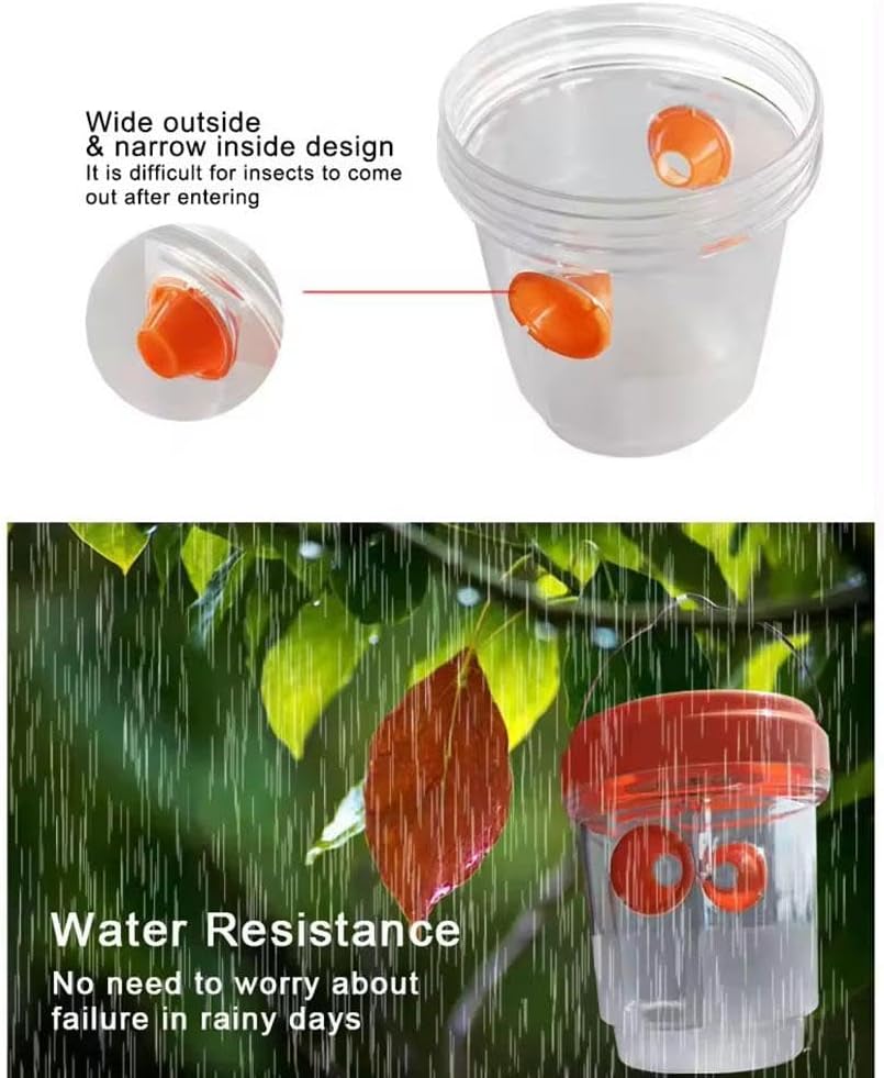 Solar Wasp Trap Outdoor Hanging,Solar Powered Bee Trap Reusable Fly Traps Outdoor Hanging Wasp Killer for Indoor Outdoor Patio Garden Home(Orange) - Image 7
