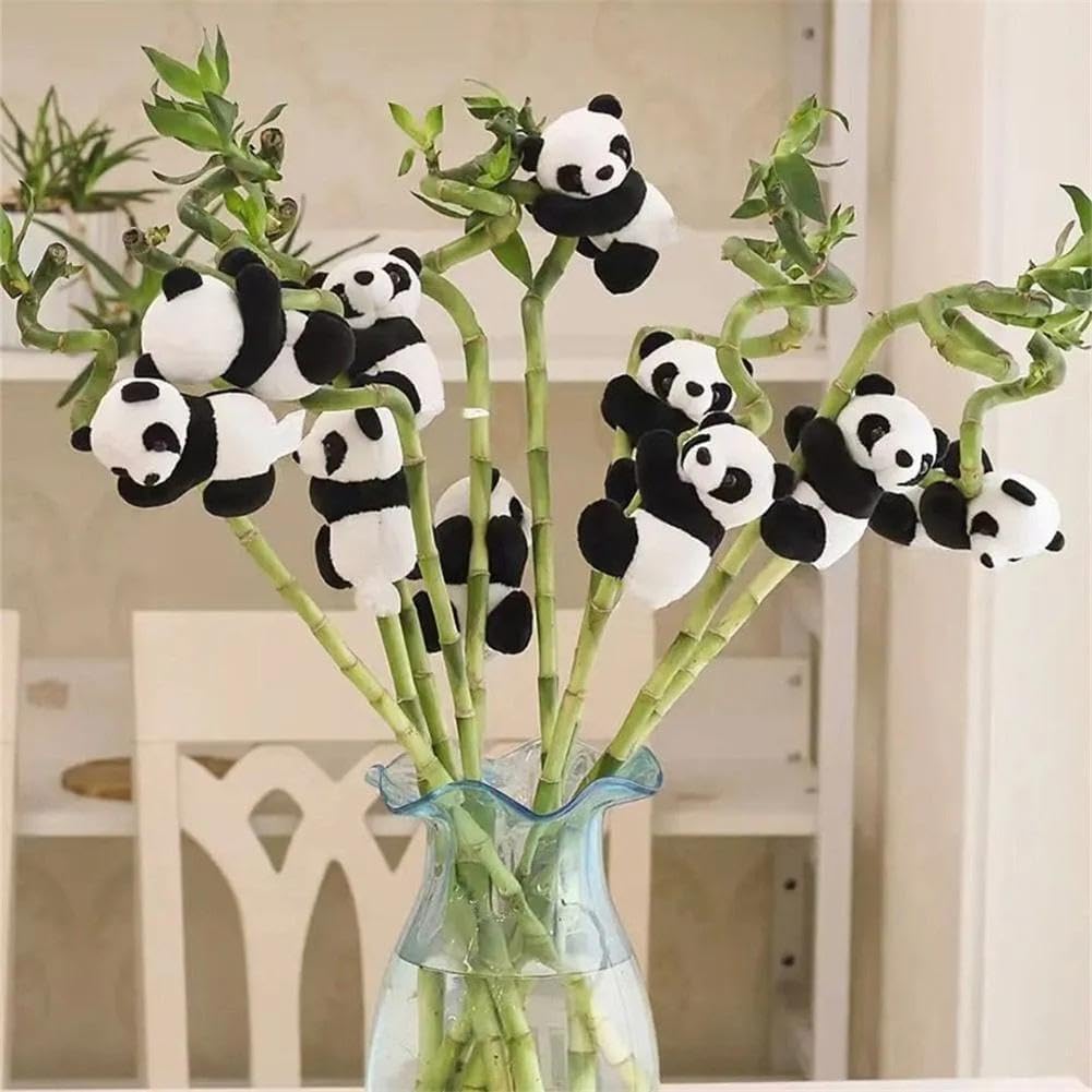 Mini Panda Figurines,Cute Panda Bamboo Toys Panda Cake Decoration,Panda Clips Curtain Holder,Home Decoration Plant Pots Bonsai Craft Decor,Chinese Style Souvenir - Image 4