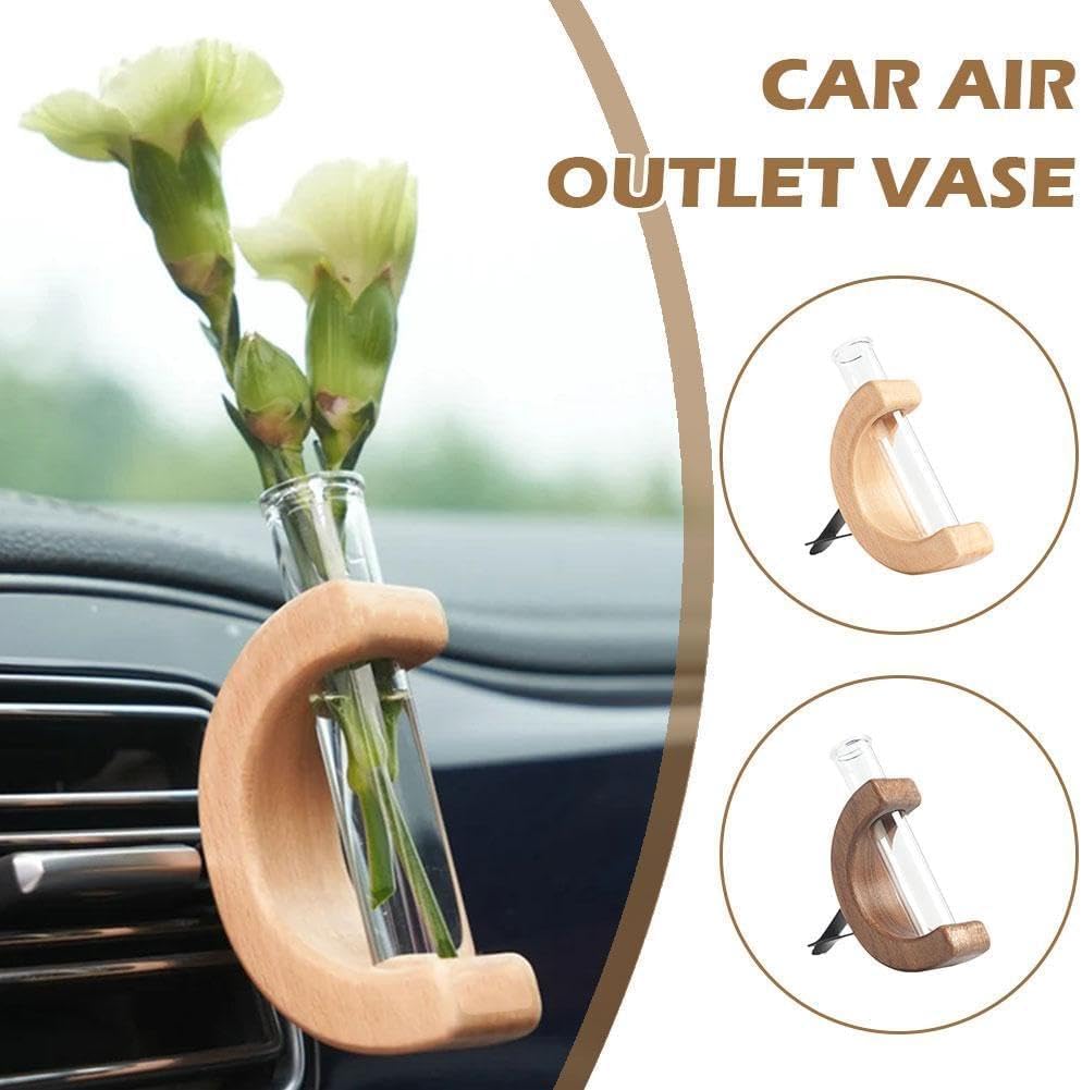 Car Vase Vent Clip, Car Vent Propagation, Mini Car Flower Vase Vent Clip, for air Ornament Auto Charm Interior Wooden O8M3 Vent - Image 2