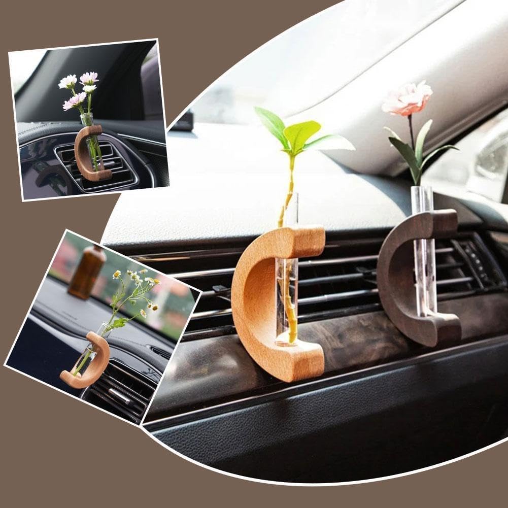 Car Vase Vent Clip, Car Vent Propagation, Mini Car Flower Vase Vent Clip, for air Ornament Auto Charm Interior Wooden O8M3 Vent - Image 3