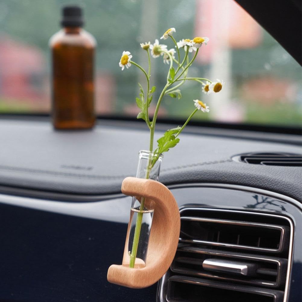 Car Vase Vent Clip, Car Vent Propagation, Mini Car Flower Vase Vent Clip, for air Ornament Auto Charm Interior Wooden O8M3 Vent - Image 5