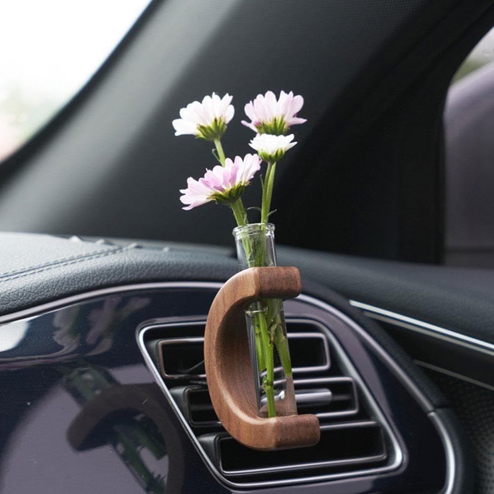 Car Vase Vent Clip, Car Vent Propagation, Mini Car Flower Vase Vent Clip, for air Ornament Auto Charm Interior Wooden O8M3 Vent - Image 6