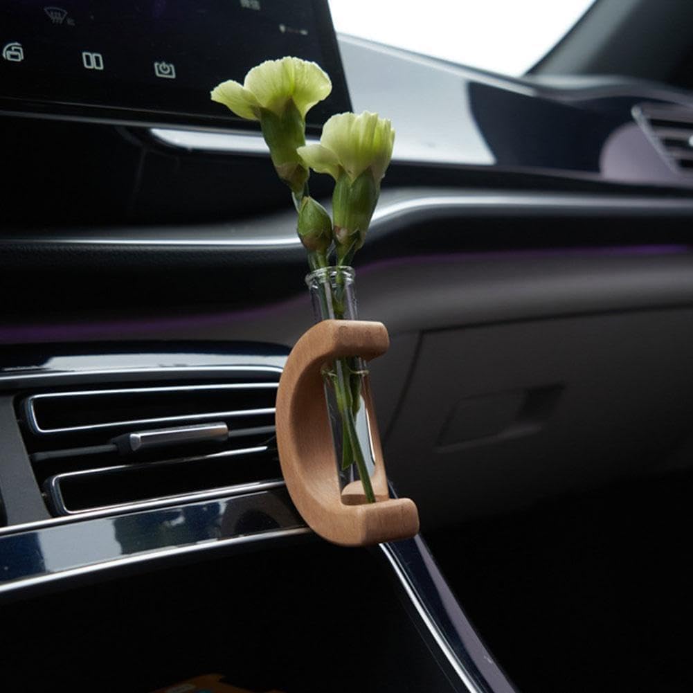 Car Vase Vent Clip, Car Vent Propagation, Mini Car Flower Vase Vent Clip, for air Ornament Auto Charm Interior Wooden O8M3 Vent - Image 8