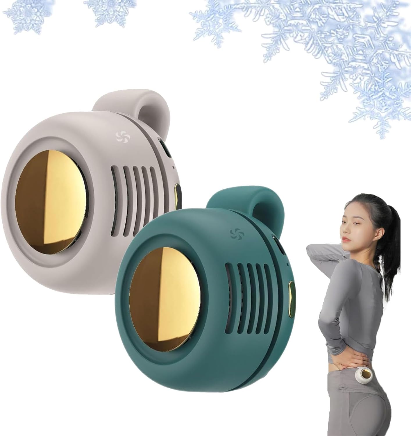 Portable Silent Mini Bladeless Fan Clip On, Portable silent mini bladeless electric fan, 3 Speeds Hands-Free Neck Fans Hanging Waist Clip Bladeless Fans for Girlfriend Summer Gift (White+Green) - Image 1