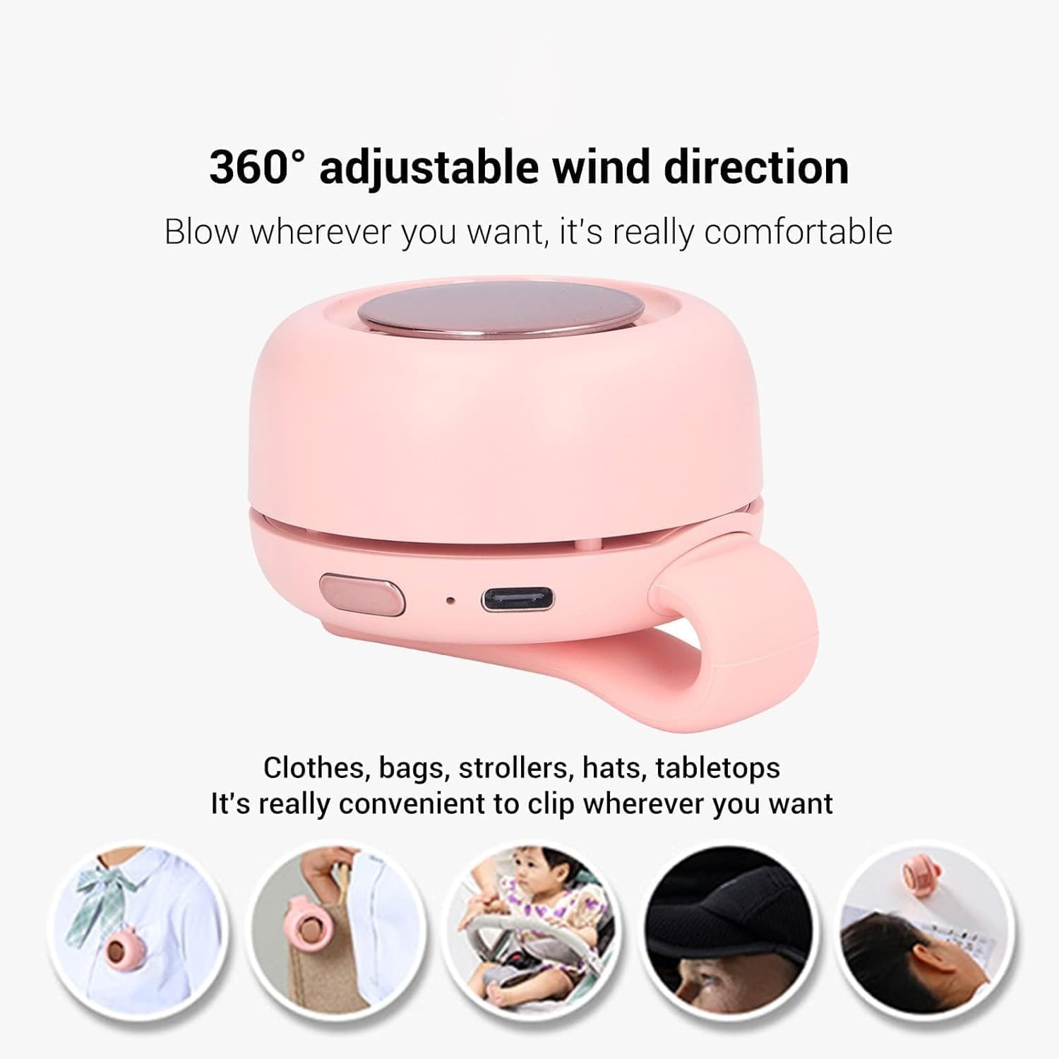 Portable Silent Mini Bladeless Fan Clip On, Portable silent mini bladeless electric fan, 3 Speeds Hands-Free Neck Fans Hanging Waist Clip Bladeless Fans for Girlfriend Summer Gift (White+Green) - Image 2