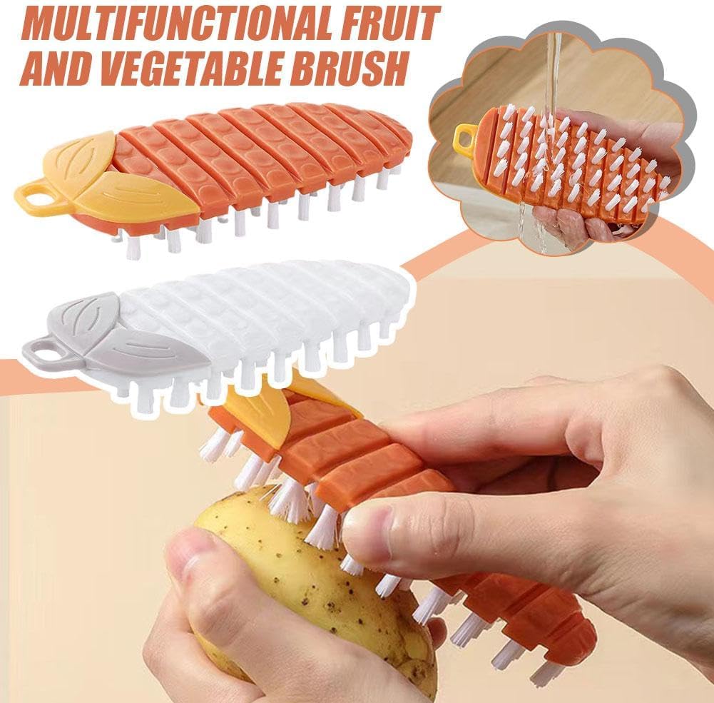 Vegetable Brush,Potato Brush Cleaning Brush,Multiple Fruit Vegetable Cleaning Brush,Vegetable Brush Scrubber for All Kinds Fruits Vegetables (Orange) - Image 2