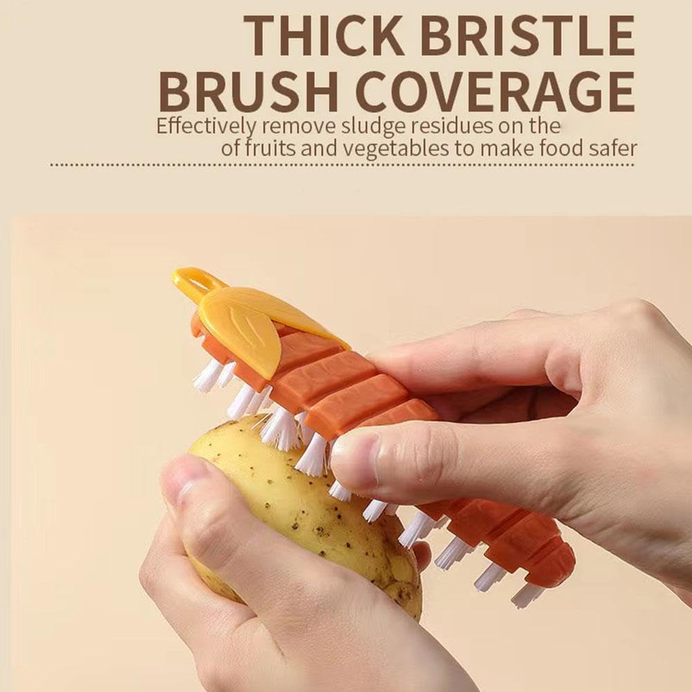 Vegetable Brush,Potato Brush Cleaning Brush,Multiple Fruit Vegetable Cleaning Brush,Vegetable Brush Scrubber for All Kinds Fruits Vegetables (Orange) - Image 3