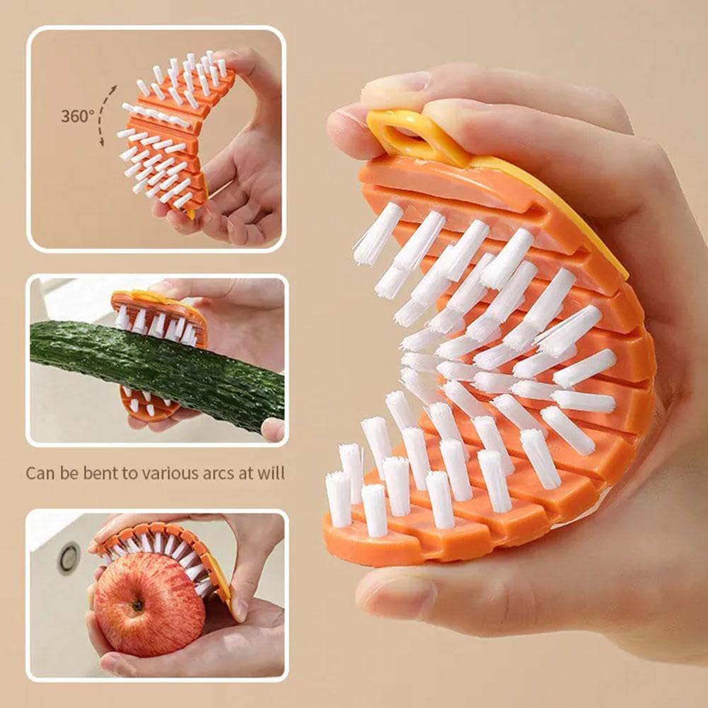 Vegetable Brush,Potato Brush Cleaning Brush,Multiple Fruit Vegetable Cleaning Brush,Vegetable Brush Scrubber for All Kinds Fruits Vegetables (Orange) - Image 5