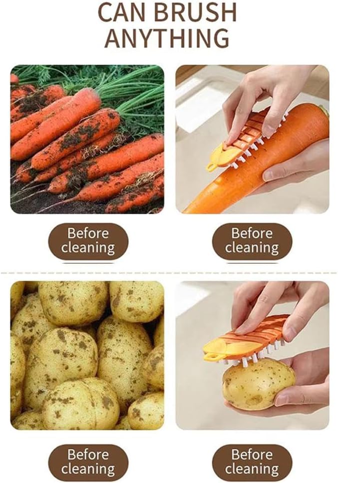 Vegetable Brush,Potato Brush Cleaning Brush,Multiple Fruit Vegetable Cleaning Brush,Vegetable Brush Scrubber for All Kinds Fruits Vegetables (Orange) - Image 8