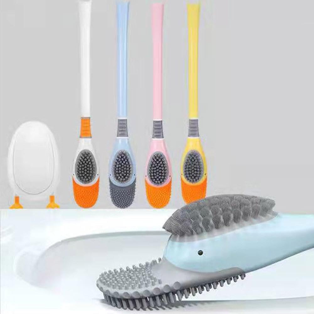 Diving Duck Toilet Brush,Soft Silicone Flex Toilet Brush and Holder,Cartoon Duck Deep Cleaning Bathroom Brush Toilet Accessory,Creative Wall-Mounted Silicone Toilet Cleaner Brush - Image 2