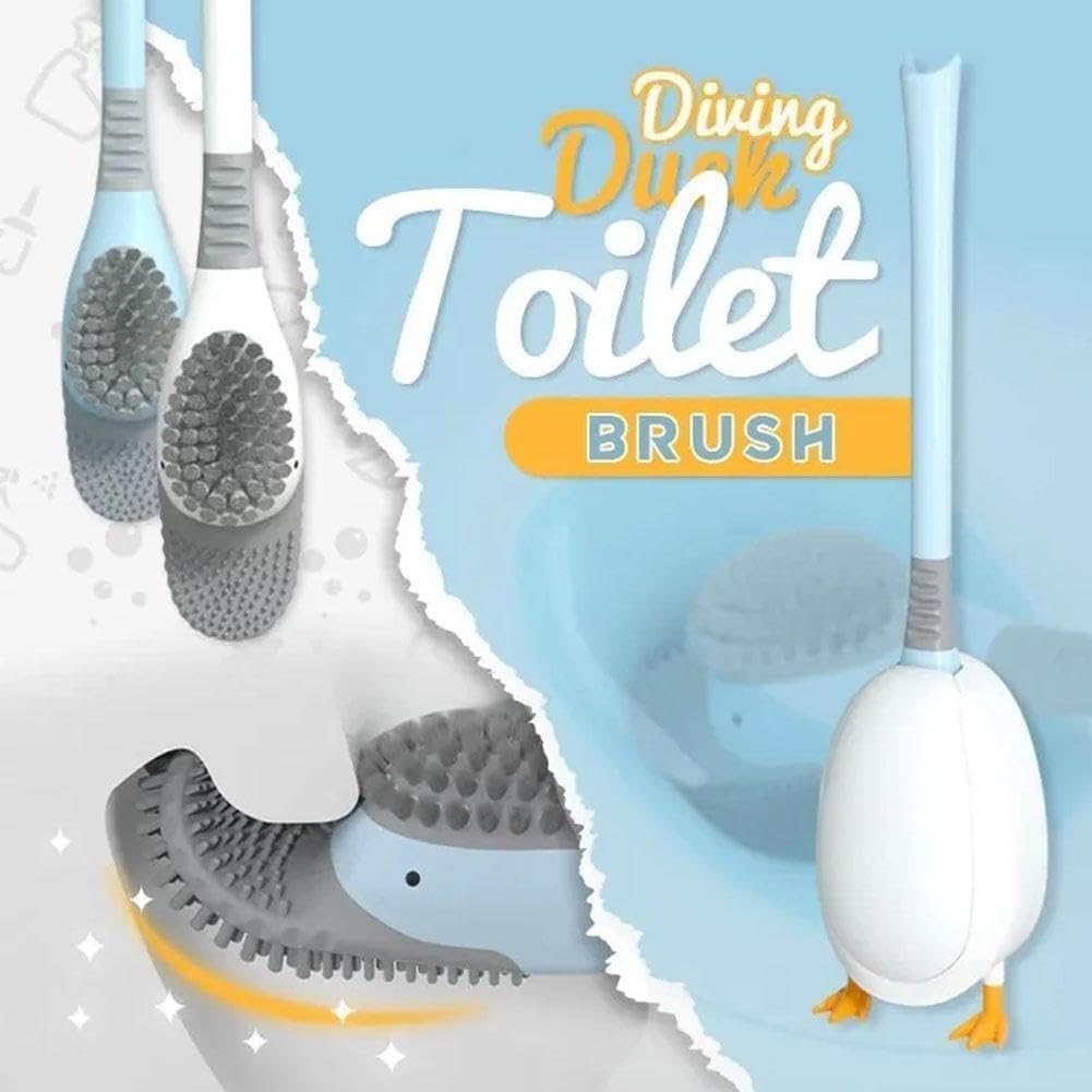 Diving Duck Toilet Brush,Soft Silicone Flex Toilet Brush and Holder,Cartoon Duck Deep Cleaning Bathroom Brush Toilet Accessory,Creative Wall-Mounted Silicone Toilet Cleaner Brush - Image 3