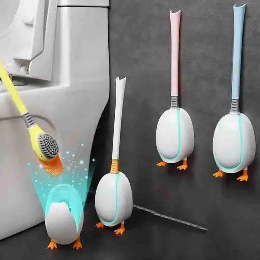 Diving Duck Toilet Brush,Soft Silicone Flex Toilet Brush and Holder,Cartoon Duck Deep Cleaning Bathroom Brush Toilet Accessory,Creative Wall-Mounted Silicone Toilet Cleaner Brush - Image 4