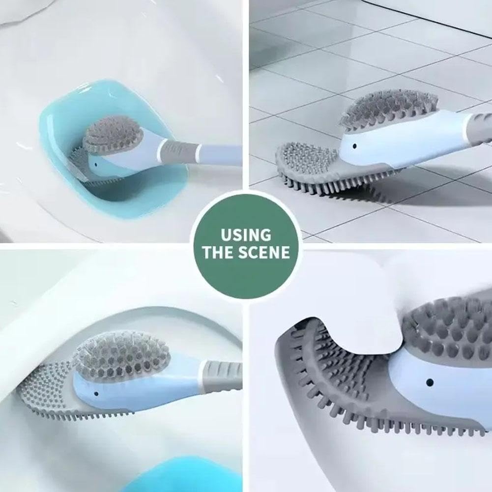 Diving Duck Toilet Brush,Soft Silicone Flex Toilet Brush and Holder,Cartoon Duck Deep Cleaning Bathroom Brush Toilet Accessory,Creative Wall-Mounted Silicone Toilet Cleaner Brush - Image 6