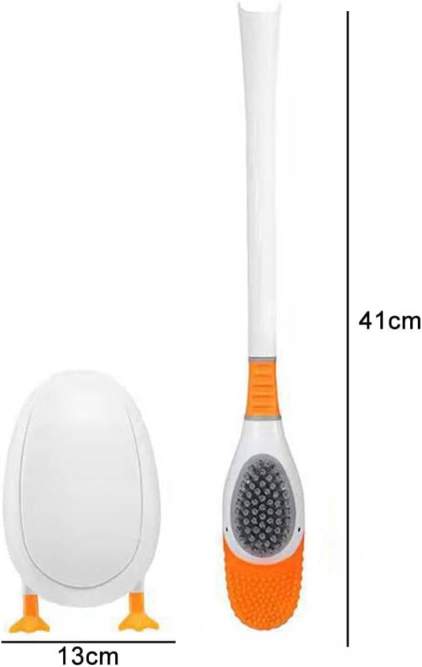 Diving Duck Toilet Brush,Soft Silicone Flex Toilet Brush and Holder,Cartoon Duck Deep Cleaning Bathroom Brush Toilet Accessory,Creative Wall-Mounted Silicone Toilet Cleaner Brush - Image 8
