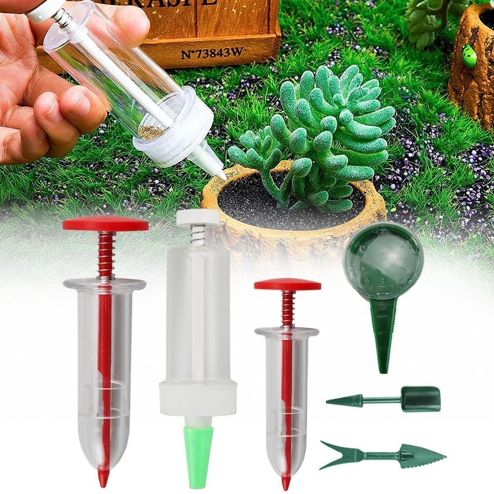 Mini Seed Spreader, 2025 Upgrade Mini Sowing Seed Dispenser, Small Hand Seed Planter Tool, Manual Seedlings Dibber and Widger Set, Garden Seed Planter Seed Counter for Spreading - Image 1