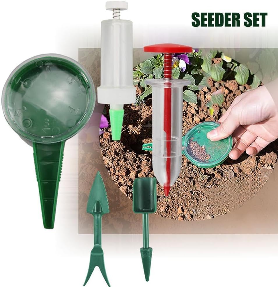 Mini Seed Spreader, 2025 Upgrade Mini Sowing Seed Dispenser, Small Hand Seed Planter Tool, Manual Seedlings Dibber and Widger Set, Garden Seed Planter Seed Counter for Spreading - Image 2