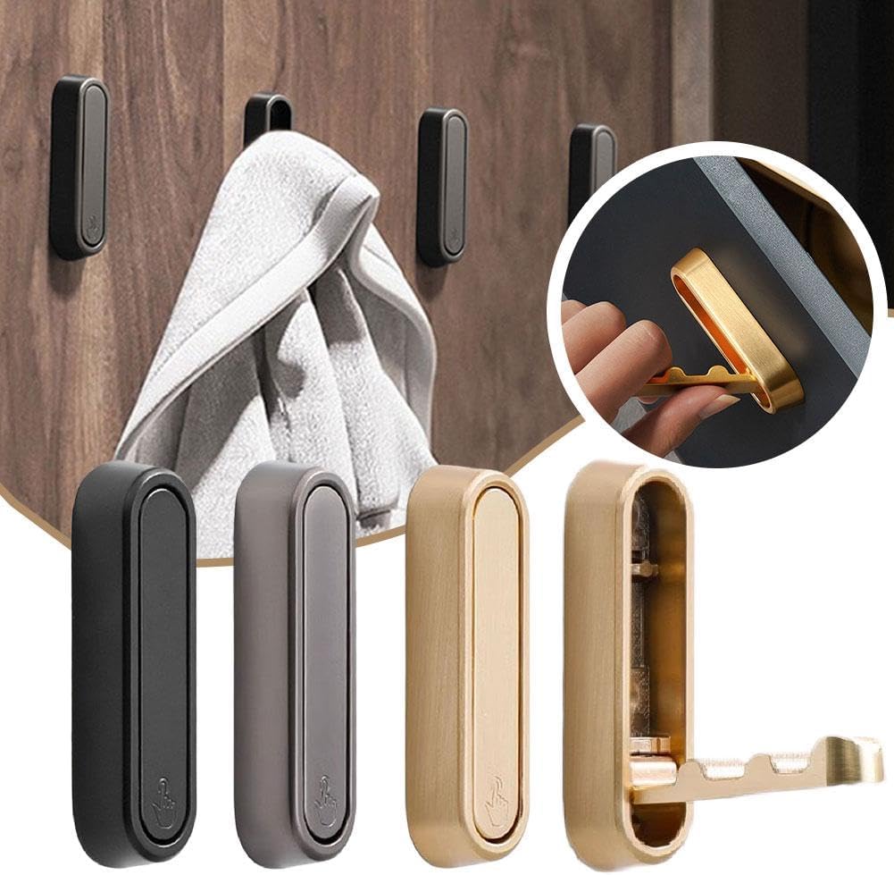 Folding Wall Hook, 2025 New Flip Down Hook Folding Heavy-Duty Coat Hooks Wall, Invisible Foldable Valet Hooks for Hanging Coats, Scarves, Hats, Bathrobes, Keys, Bags (Brown) - Image 2