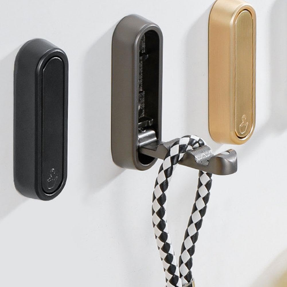 Folding Wall Hook, 2025 New Flip Down Hook Folding Heavy-Duty Coat Hooks Wall, Invisible Foldable Valet Hooks for Hanging Coats, Scarves, Hats, Bathrobes, Keys, Bags (Brown) - Image 3