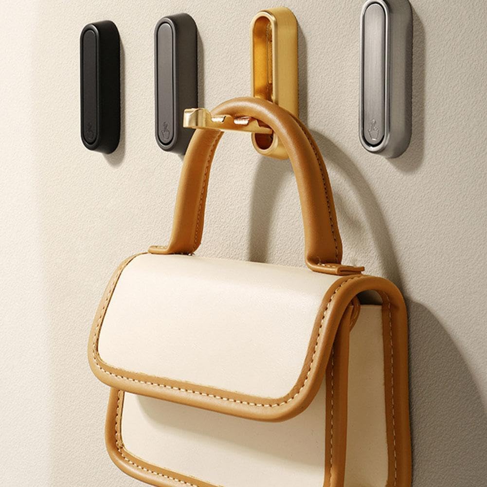 Folding Wall Hook, 2025 New Flip Down Hook Folding Heavy-Duty Coat Hooks Wall, Invisible Foldable Valet Hooks for Hanging Coats, Scarves, Hats, Bathrobes, Keys, Bags (Brown) - Image 4