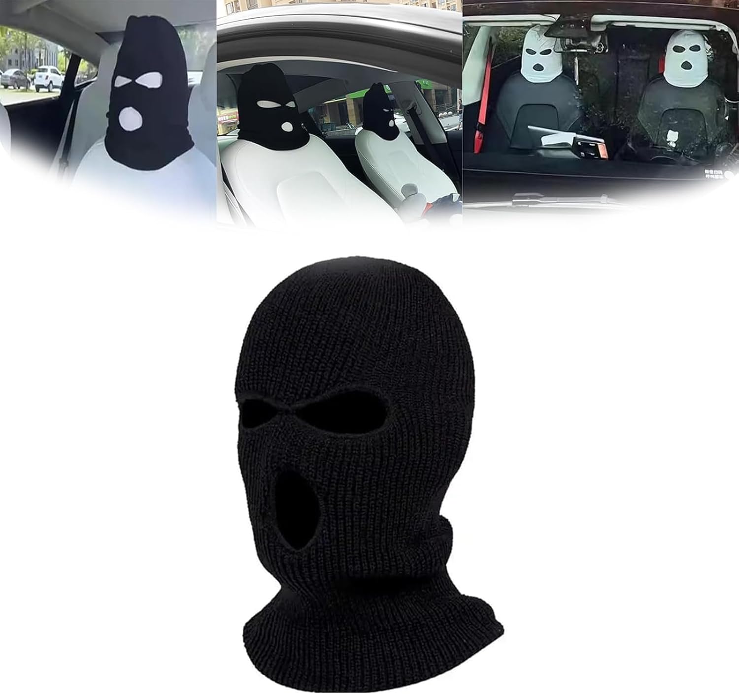 Car Headrest Cover, Funny Face Mask Auto Front Seat Head Rest Protector, Universal Ski Mask Wrap Protection,Spoof Face Car Decoration Interior Accessories for Most Cars,Trucks,SUV Models - Image 1