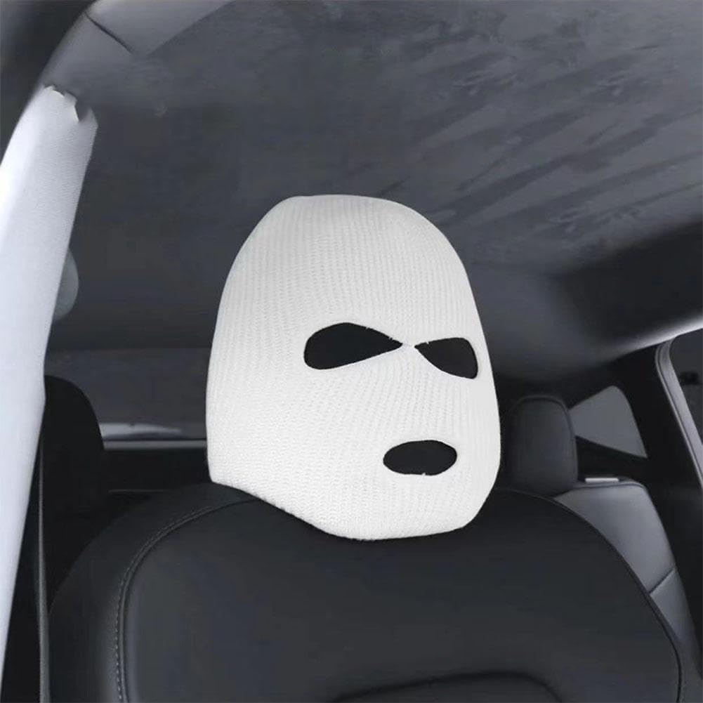 Car Headrest Cover, Funny Face Mask Auto Front Seat Head Rest Protector, Universal Ski Mask Wrap Protection,Spoof Face Car Decoration Interior Accessories for Most Cars,Trucks,SUV Models - Image 2
