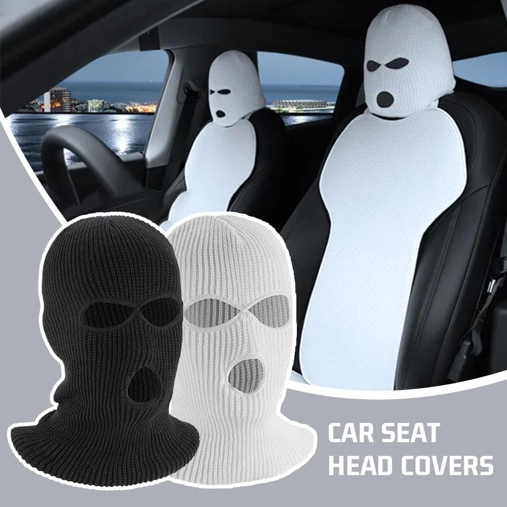 Car Headrest Cover, Funny Face Mask Auto Front Seat Head Rest Protector, Universal Ski Mask Wrap Protection,Spoof Face Car Decoration Interior Accessories for Most Cars,Trucks,SUV Models - Image 3