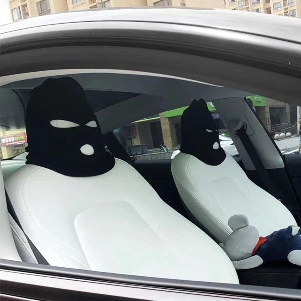 Car Headrest Cover, Funny Face Mask Auto Front Seat Head Rest Protector, Universal Ski Mask Wrap Protection,Spoof Face Car Decoration Interior Accessories for Most Cars,Trucks,SUV Models - Image 5