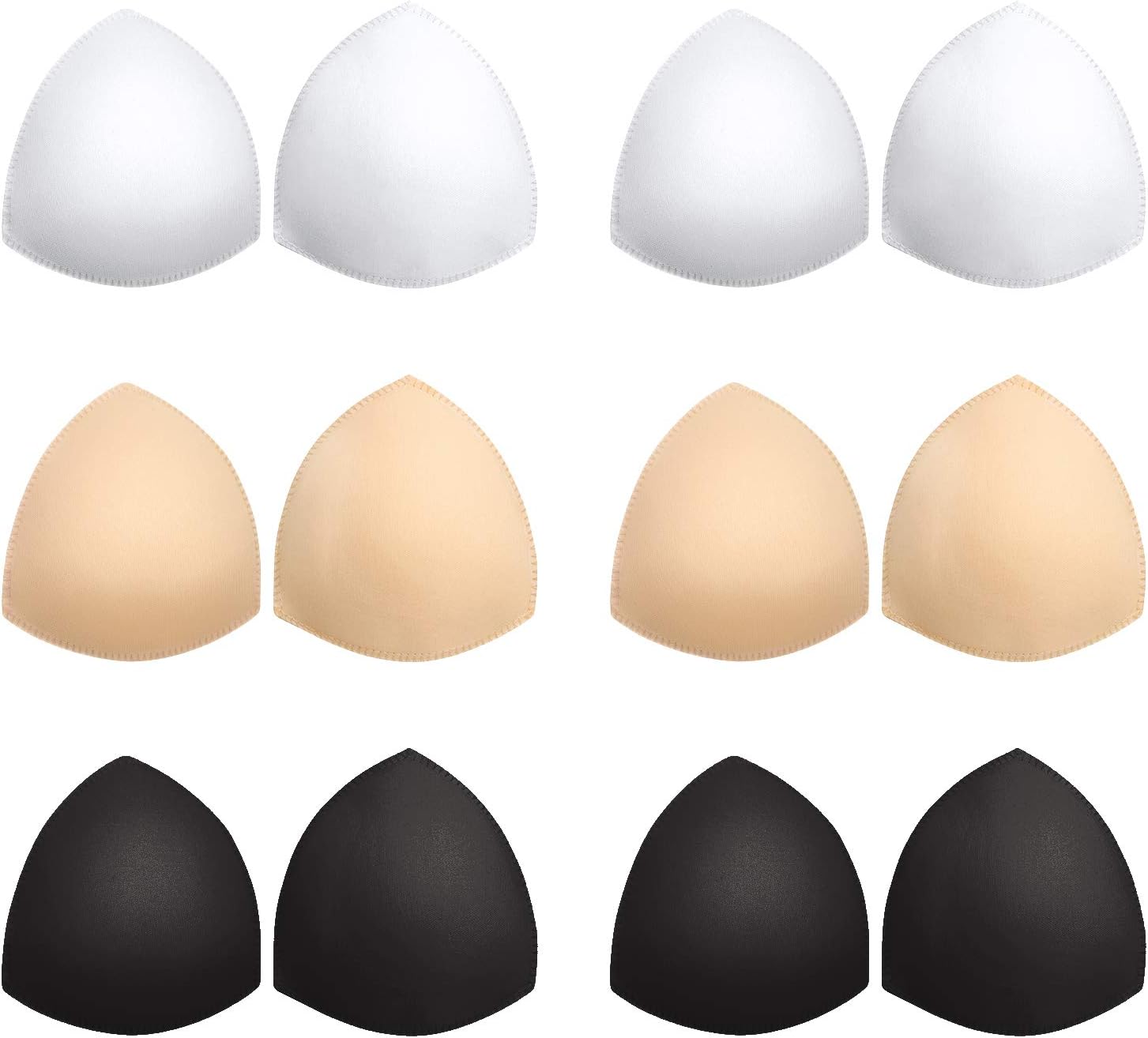 Bra Pads Inserts 6 Pairs, Bra Cups Inserts, Removable Breast Enhancers Inserts for Women (Beige, Black, White) - Image 1